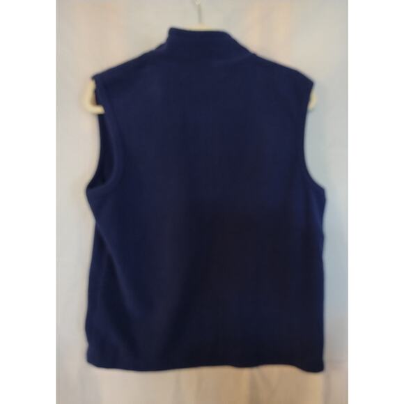 Rebecca Malone Size M Full Zip Fleece Vest Navy Blue w/Winter Birds - Picture 3 of 7